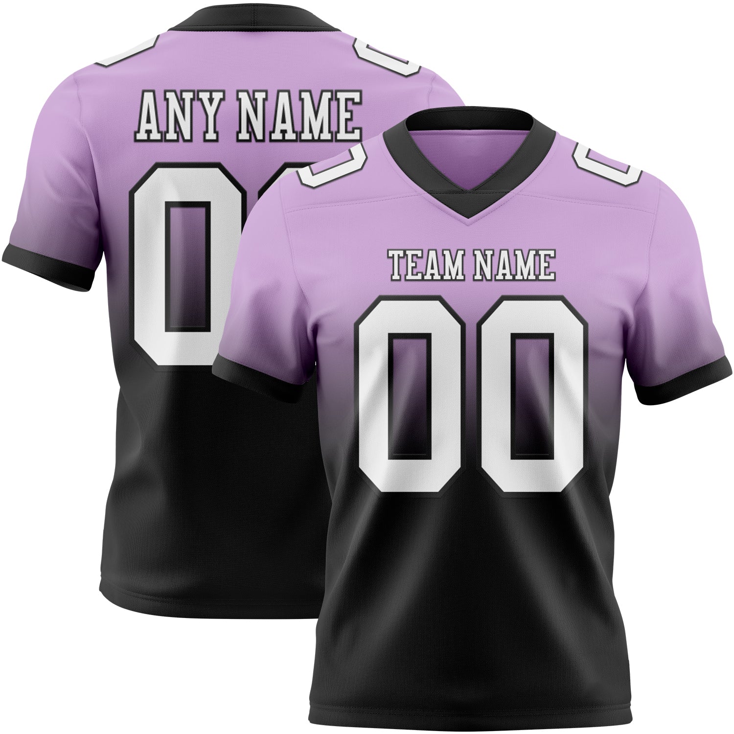 Custom Light Purple White-Black Authentic Fade Fashion Football Jersey