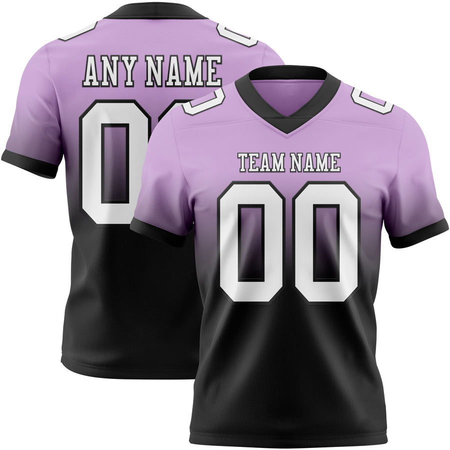 Custom Light Purple White-Black Authentic Fade Fashion Football Jersey