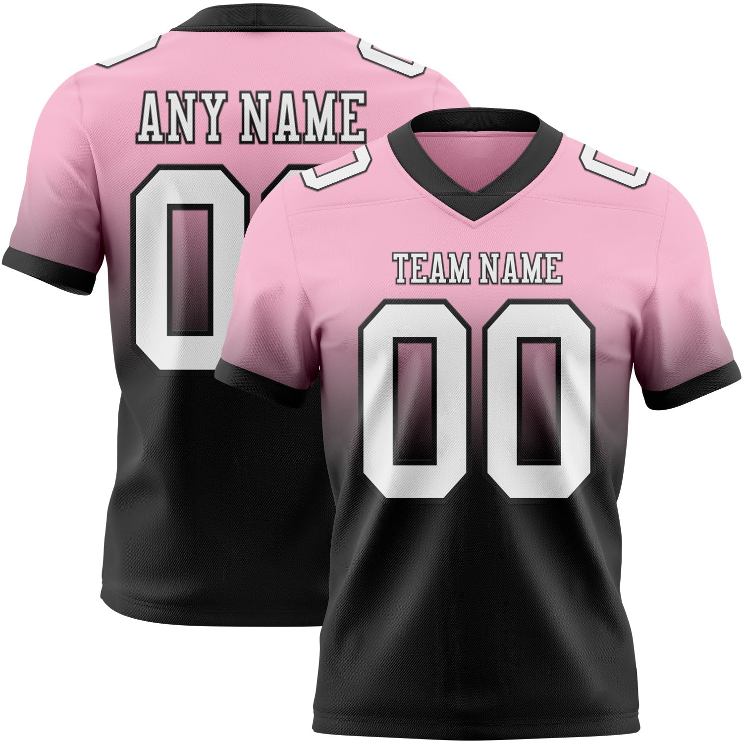 Custom Light Pink White-Black Authentic Fade Fashion Football Jersey