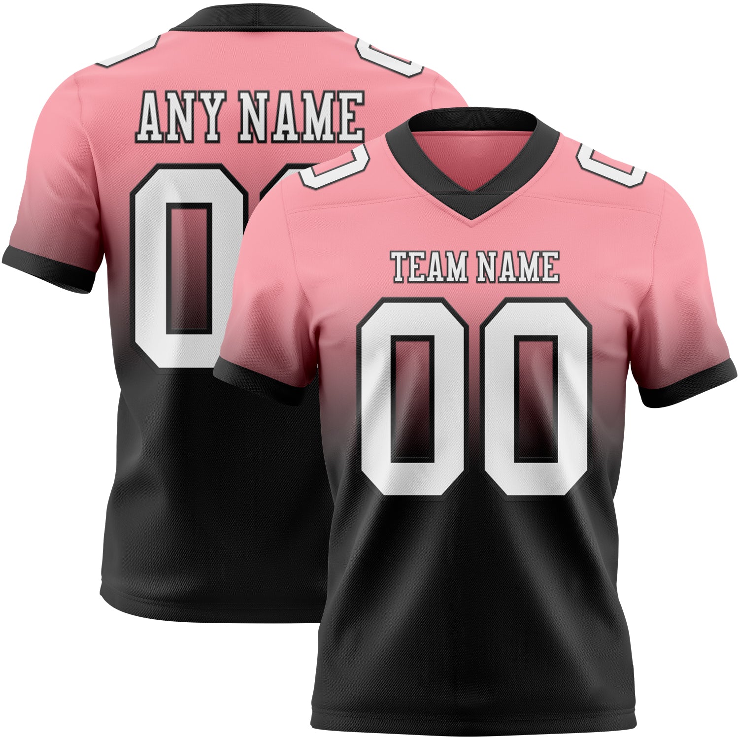 Custom Medium Pink White-Black Authentic Fade Fashion Football Jersey