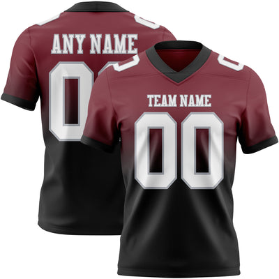 Custom Burgundy White Black-Gray Authentic Fade Fashion Football Jersey