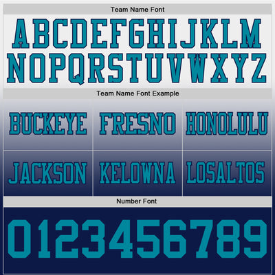 Custom White Teal-Navy Authentic Fade Fashion Football Jersey