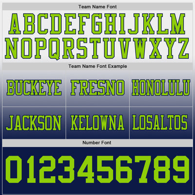 Custom White Neon Green-Navy Authentic Fade Fashion Football Jersey