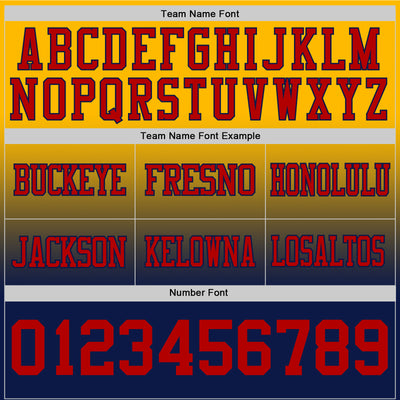 Custom Gold Red-Navy Authentic Fade Fashion Football Jersey