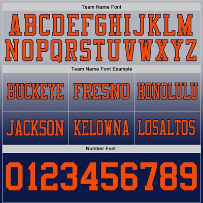 Custom Gray Orange-Navy Authentic Fade Fashion Football Jersey