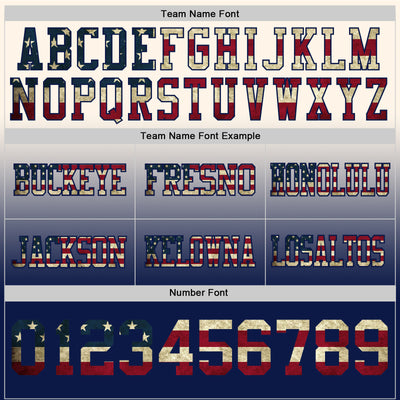 Custom Cream Vintage USA Flag-Navy Authentic Fade Fashion Football Jersey