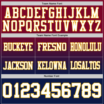 Custom Maroon White Navy-Gold Authentic Fade Fashion Football Jersey