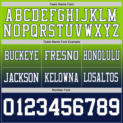 Custom Neon Green White-Navy Authentic Fade Fashion Football Jersey