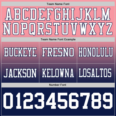 Custom Medium Pink White-Navy Authentic Fade Fashion Football Jersey