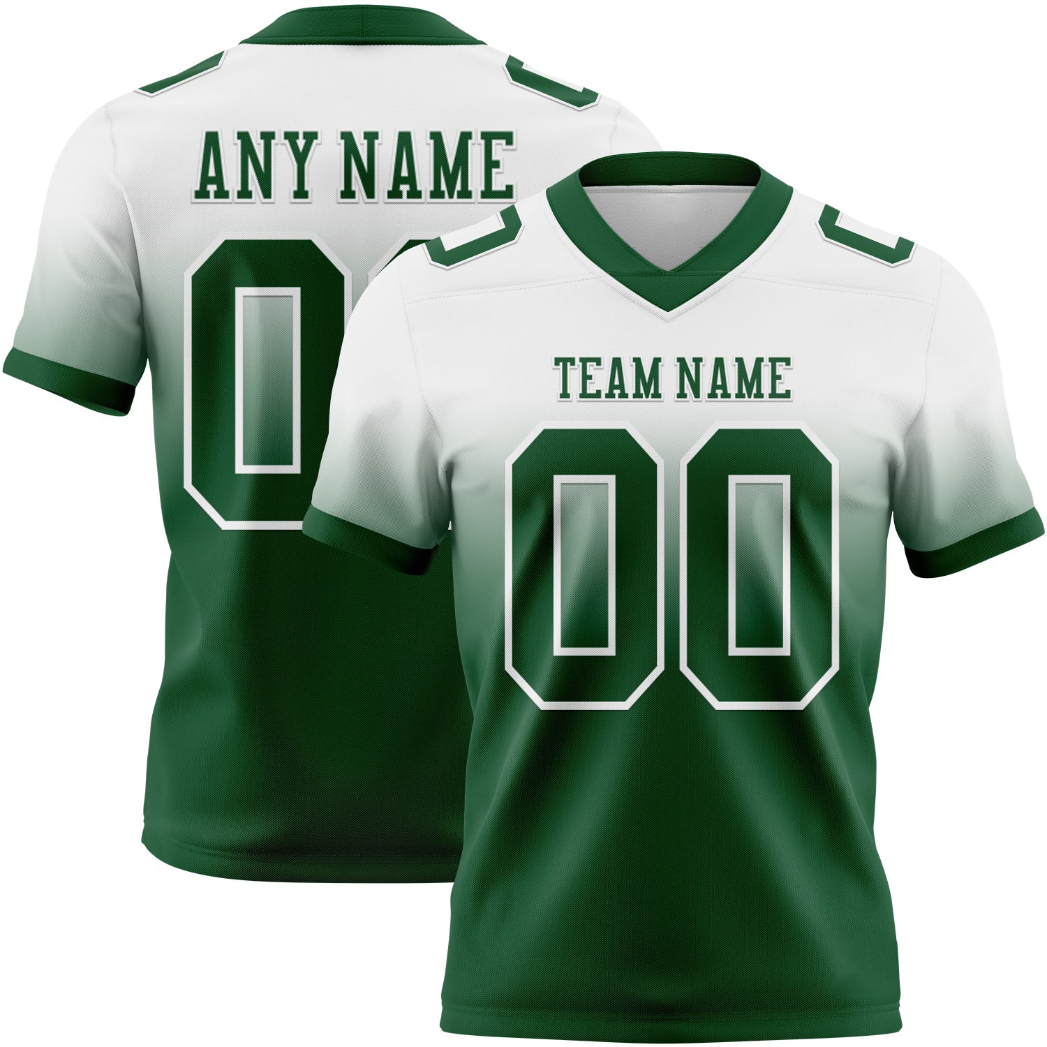 Custom White Green Authentic Fade Fashion Football Jersey