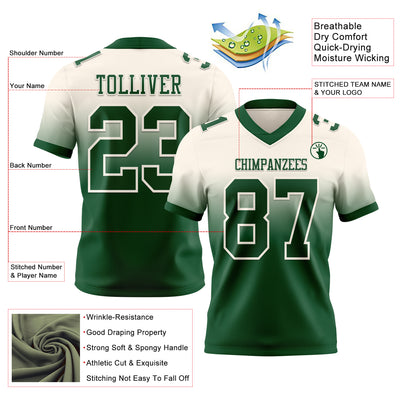 Custom Cream Green Authentic Fade Fashion Football Jersey