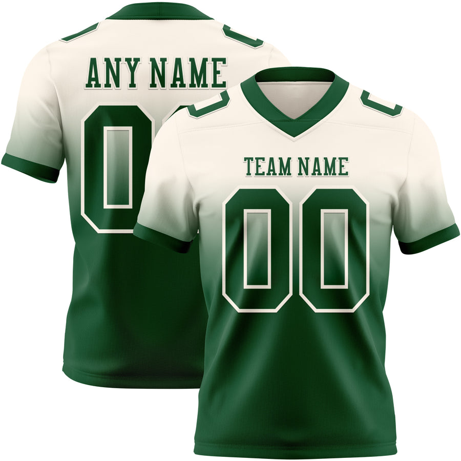 Custom Cream Green Authentic Fade Fashion Football Jersey