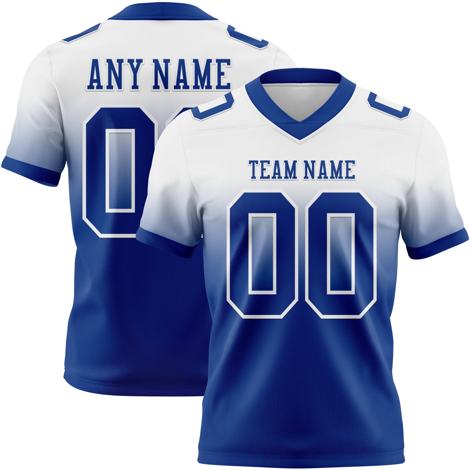 Custom White Royal Authentic Fade Fashion Football Jersey
