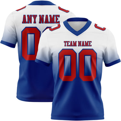 Custom White Red-Royal Authentic Fade Fashion Football Jersey