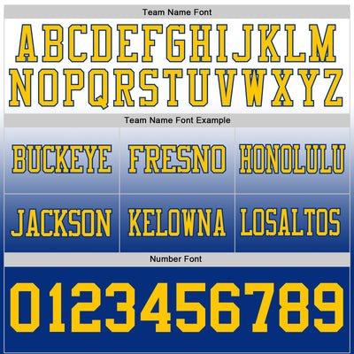 Custom White Yellow-Royal Authentic Fade Fashion Football Jersey
