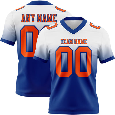 Custom White Orange-Royal Authentic Fade Fashion Football Jersey