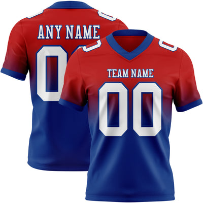 Custom Red White-Royal Authentic Fade Fashion Football Jersey