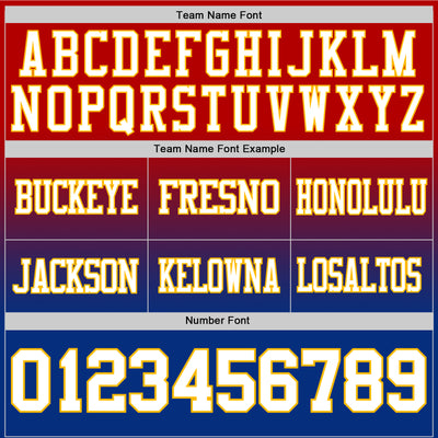 Custom Red White Royal-Gold Authentic Fade Fashion Football Jersey