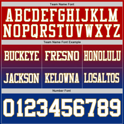 Custom Red White Royal-Old Gold Authentic Fade Fashion Football Jersey