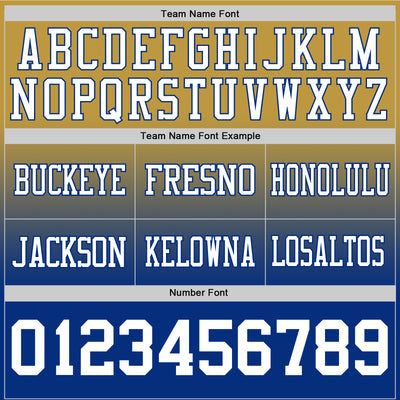 Custom Old Gold White-Royal Authentic Fade Fashion Football Jersey