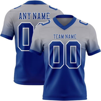 Custom Gray Royal-White Authentic Fade Fashion Football Jersey