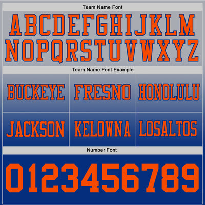 Custom Gray Orange-Royal Authentic Fade Fashion Football Jersey