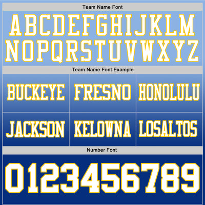 Custom Light Blue White Royal-Yellow Authentic Fade Fashion Football Jersey