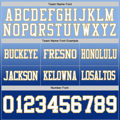 Custom Light Blue White Royal-Old Gold Authentic Fade Fashion Football Jersey