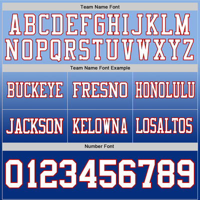 Custom Light Blue White Royal-Red Authentic Fade Fashion Football Jersey