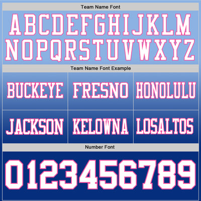 Custom Light Blue White Royal-Pink Authentic Fade Fashion Football Jersey