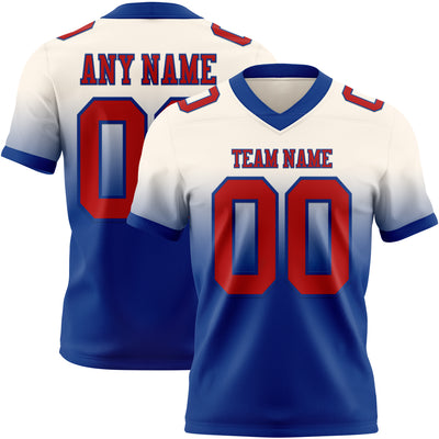Custom Cream Red-Royal Authentic Fade Fashion Football Jersey