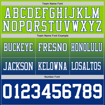 Custom Neon Green White-Royal Authentic Fade Fashion Football Jersey