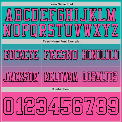 Custom Aqua Pink-Black Authentic Fade Fashion Football Jersey