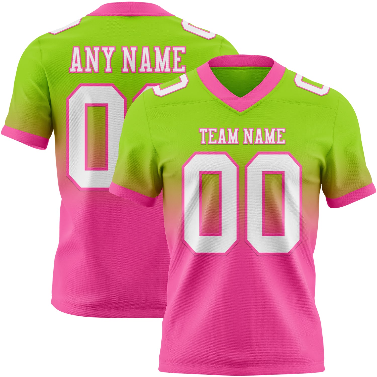 Custom Neon Green White-Pink Authentic Fade Fashion Football Jersey
