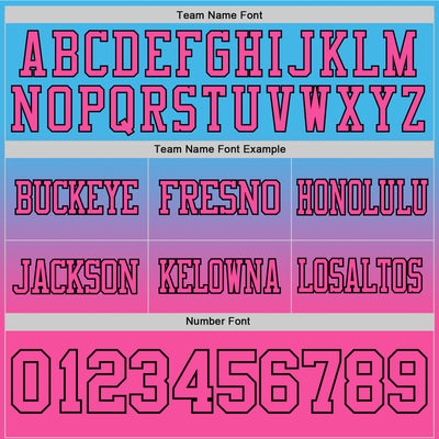 Custom Sky Blue Pink-Black Authentic Fade Fashion Football Jersey