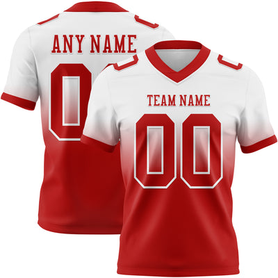 Custom White Red Authentic Fade Fashion Football Jersey