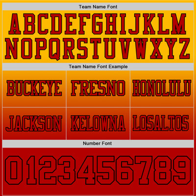 Custom Gold Red-Black Authentic Fade Fashion Football Jersey