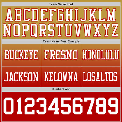 Custom Old Gold White-Red Authentic Fade Fashion Football Jersey