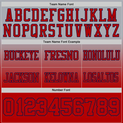 Custom Gray Red-Navy Authentic Fade Fashion Football Jersey