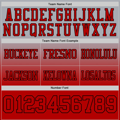 Custom Gray Red-Black Authentic Fade Fashion Football Jersey