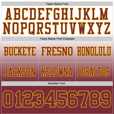 Custom White Burgundy-Gold Authentic Fade Fashion Football Jersey