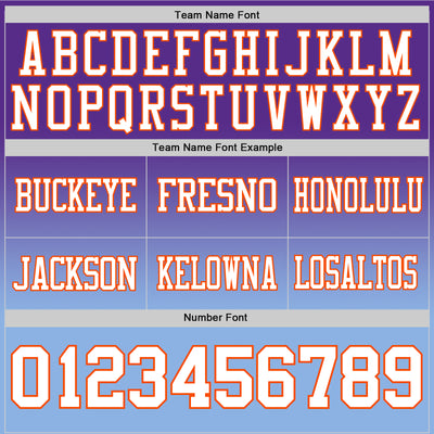 Custom Purple White Light Blue-Orange Authentic Fade Fashion Football Jersey