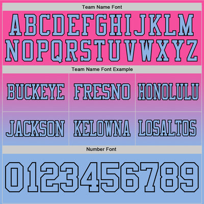 Custom Pink Light Blue-Black Authentic Fade Fashion Football Jersey
