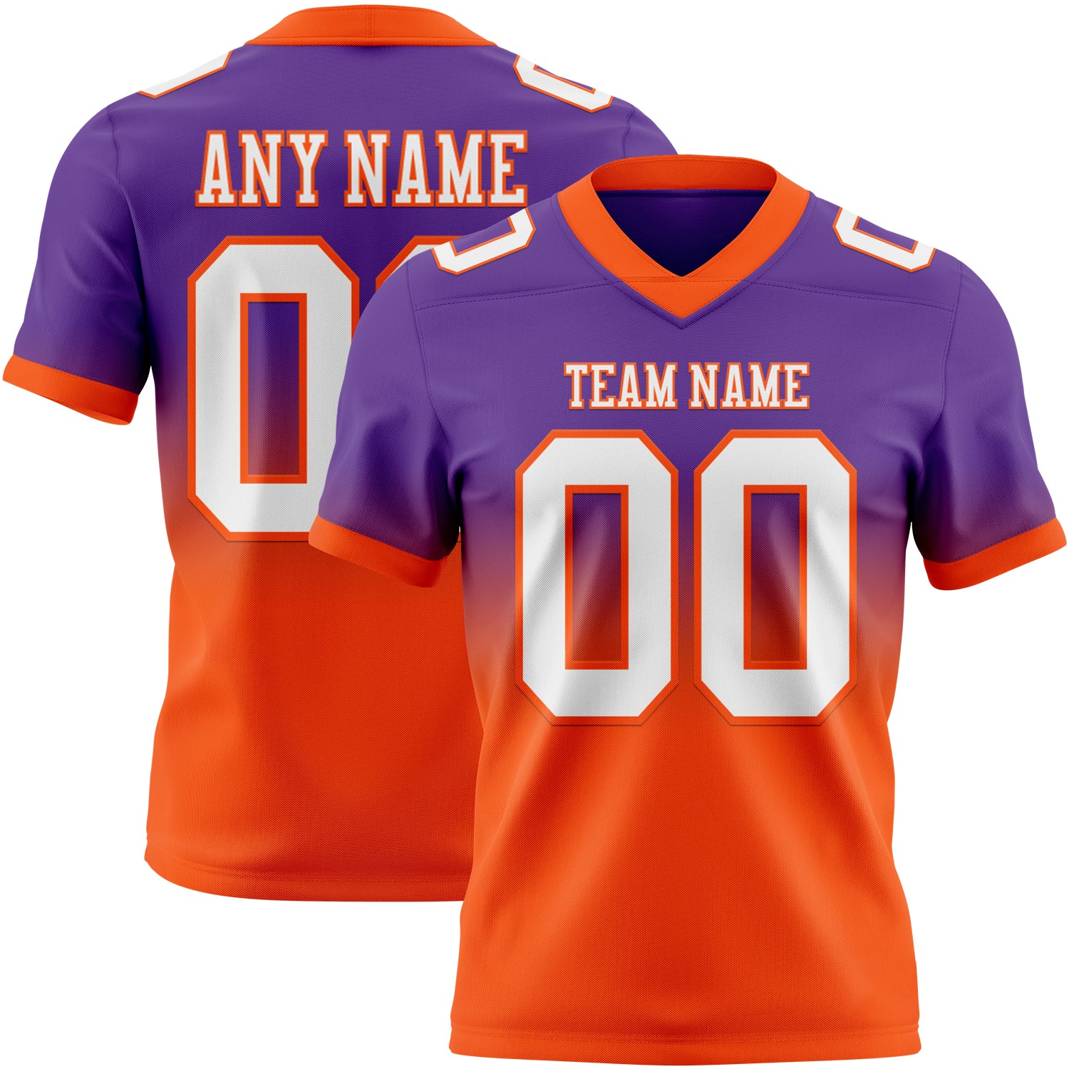 Custom Purple White-Orange Authentic Fade Fashion Football Jersey