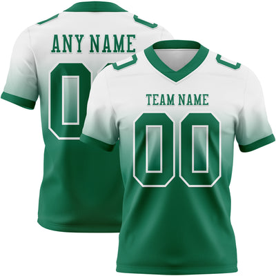 Custom White Kelly Green Authentic Fade Fashion Football Jersey