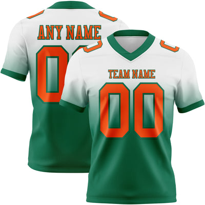Custom White Orange-Kelly Green Authentic Fade Fashion Football Jersey