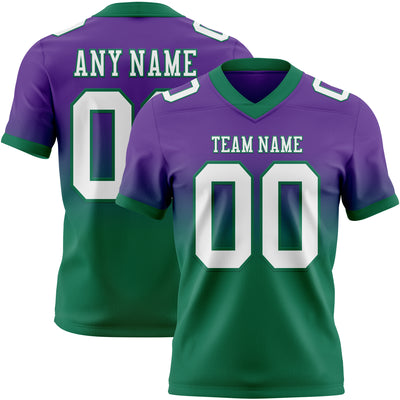 Custom Purple White-Kelly Green Authentic Fade Fashion Football Jersey