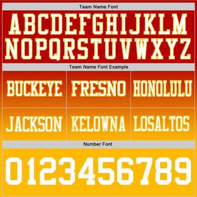 Custom Red White-Gold Authentic Fade Fashion Football Jersey