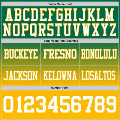 Custom Kelly Green White-Gold Authentic Fade Fashion Football Jersey