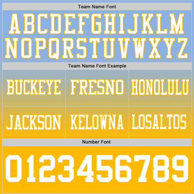 Custom Light Blue White-Gold Authentic Fade Fashion Football Jersey